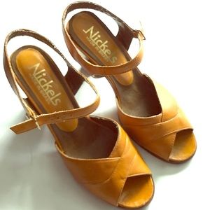 vintage tan high heel sandals
